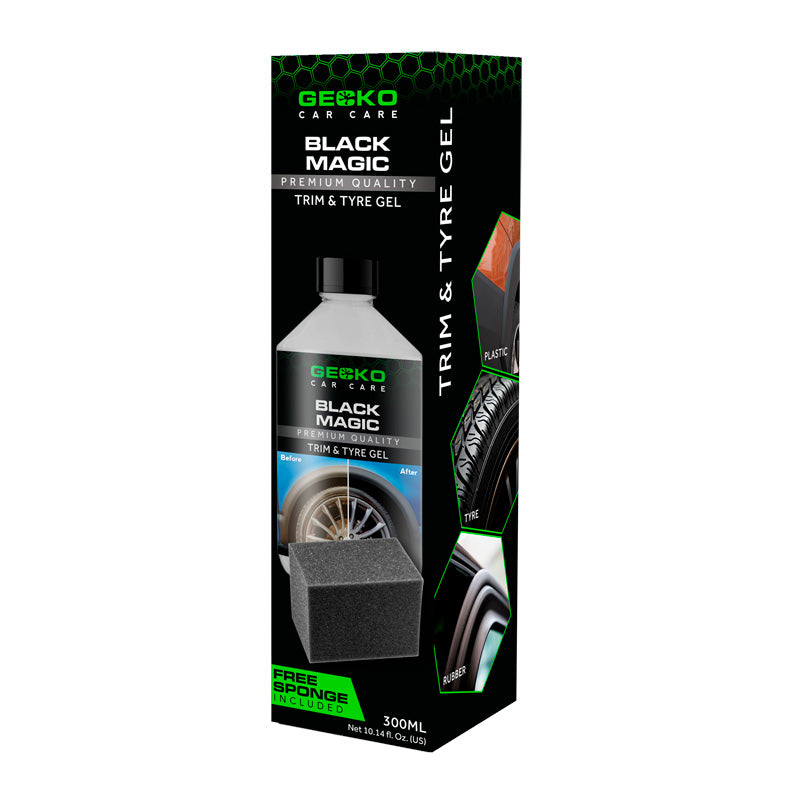 Gecko, Black Magic Tire and Trim Gel with Sponge, 300ml