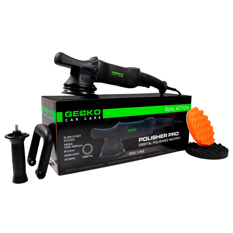 Gecko, Dual Action Polisher PRO 900W, 125 mm Backing Pad, 7 meter Cable, Includes Two 150 mm Waffle Polishing Pads