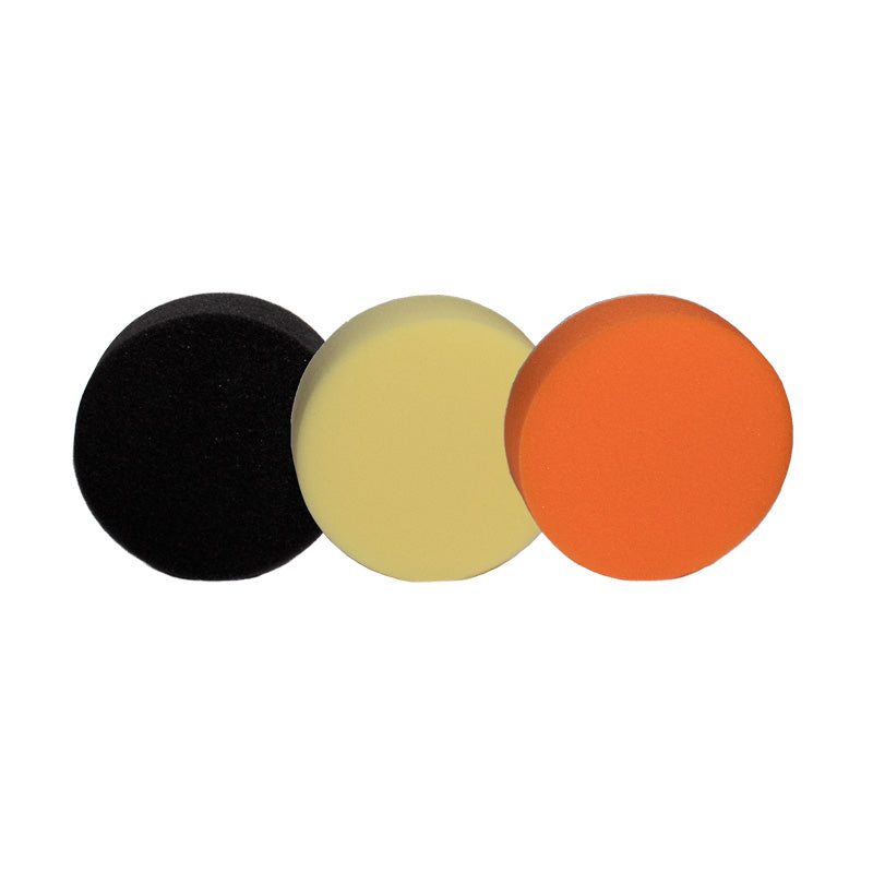 Gecko, Polishing Pads 80mm - 3-pack - Black, Orange, Yellow