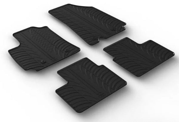 Gledring, Rubber floor mats, fits Renault Arkana 2020- (T profile 4 pcs + clips)