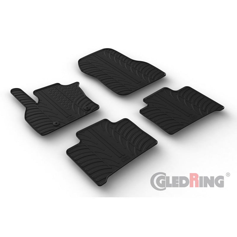 Gledring, rubberen automatten, past op Renault Zoe I 2012-2019 & II 2019- (T profile 4-delig + clips)