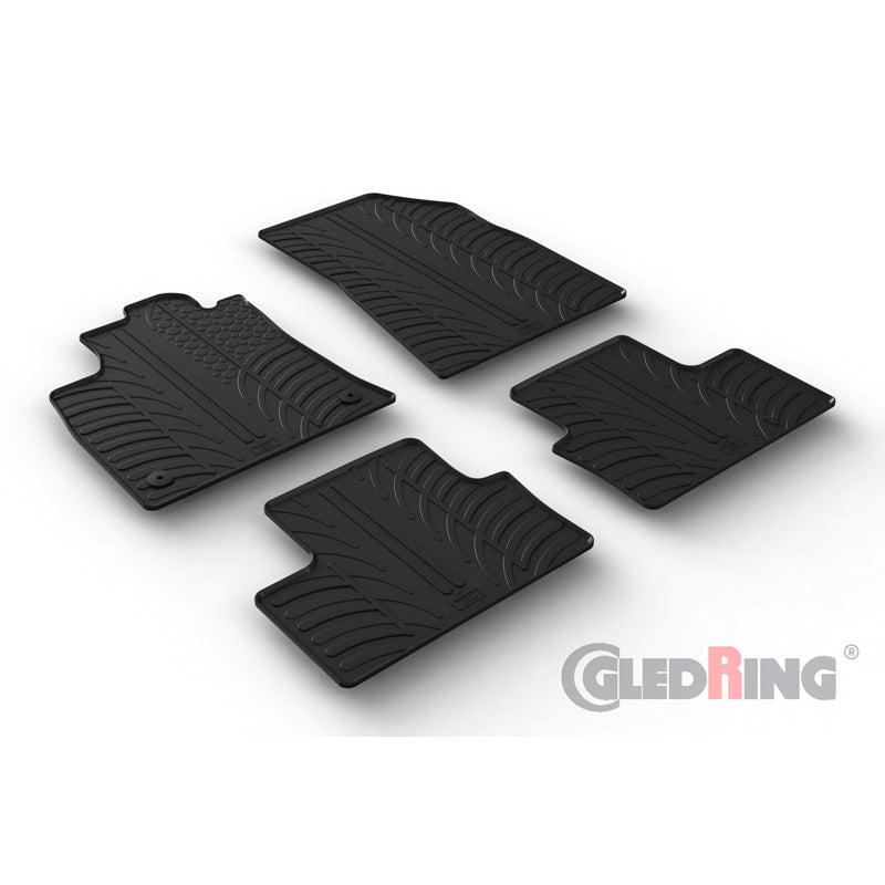 Gledring, tapis en caoutchouc, compatibles avec Renault Clio V HB 9/2019- (profil T 4 pièces + clips)