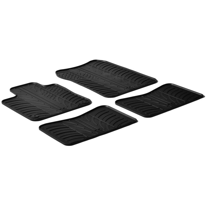 Gledring, Rubber Mats, fits Renault Twingo II 2007- (T profile 4-piece + clips)