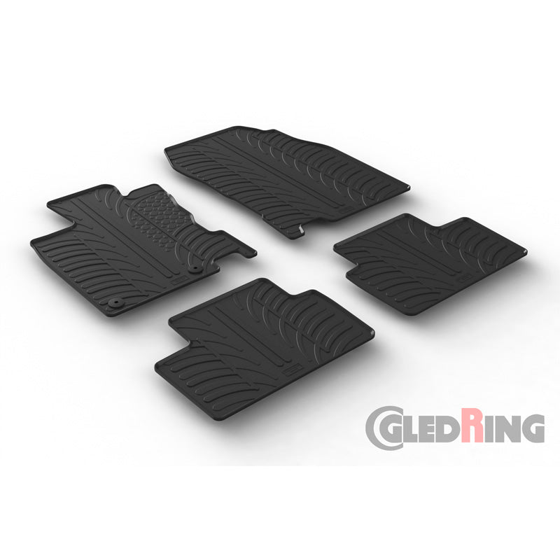 Gledring, rubber floor mats, fits Renault Kadjar 6/2015- (T profile 4-piece + clips)