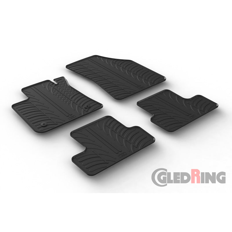 Gledring, rubbermatten, geschikt voor Renault Megane IV 5 doors/Grandtour/Grand Coupe 2016- (Manual) (T-profiel 4-delig + clips)