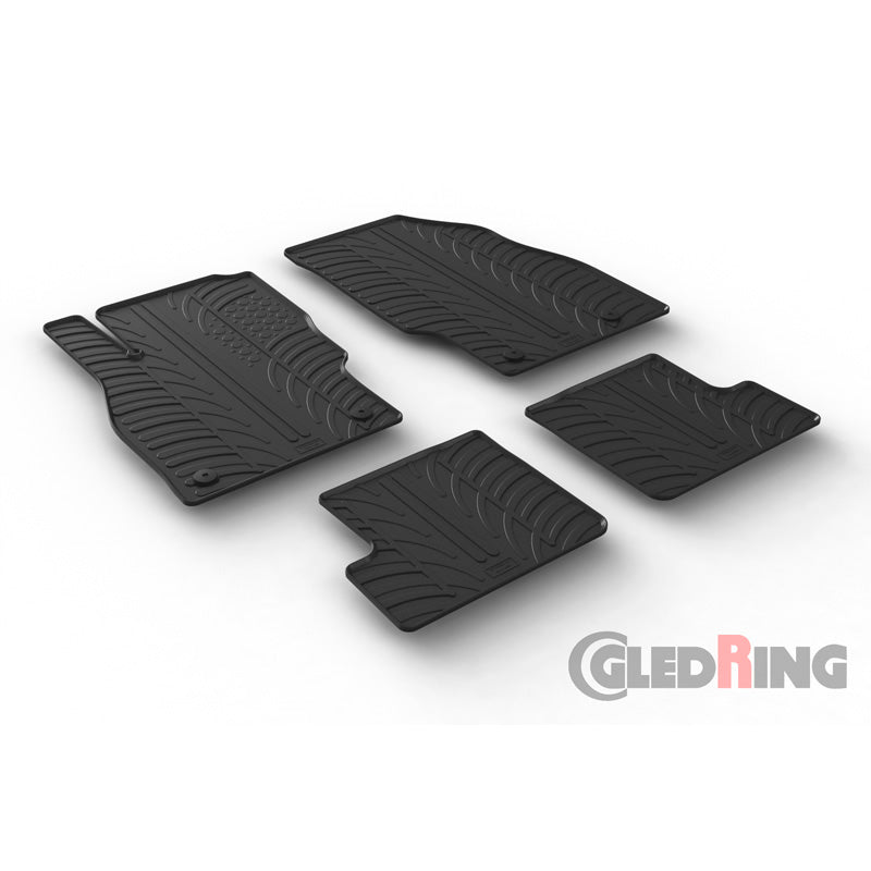 Gledring, Rubber floor mats, fits Opel Adam 2013- (T profile 4 pcs + clips)