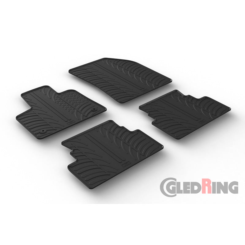 Gledring, Rubber floor mats, fits Opel Grandland X 10/2017- (T profile 4 pcs + clips)