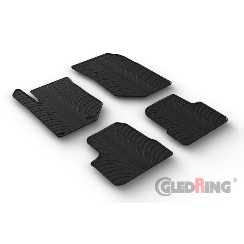 Gledring, Rubber Mats, fits Peugeot 208 II 2019- / 2008 II 2020- & Opel Corsa F 2019- / Mokka 2020- excl. Electric (T profile 4 pieces + clips)