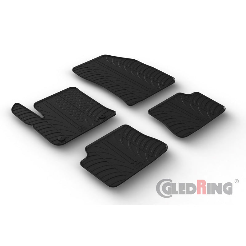 Gledring, Rubber Floor Mats, Fits Peugeot e-208 II & Opel e-Corsa F 2019- / Mokka-e 2020- (T profile 4-piece + clips)