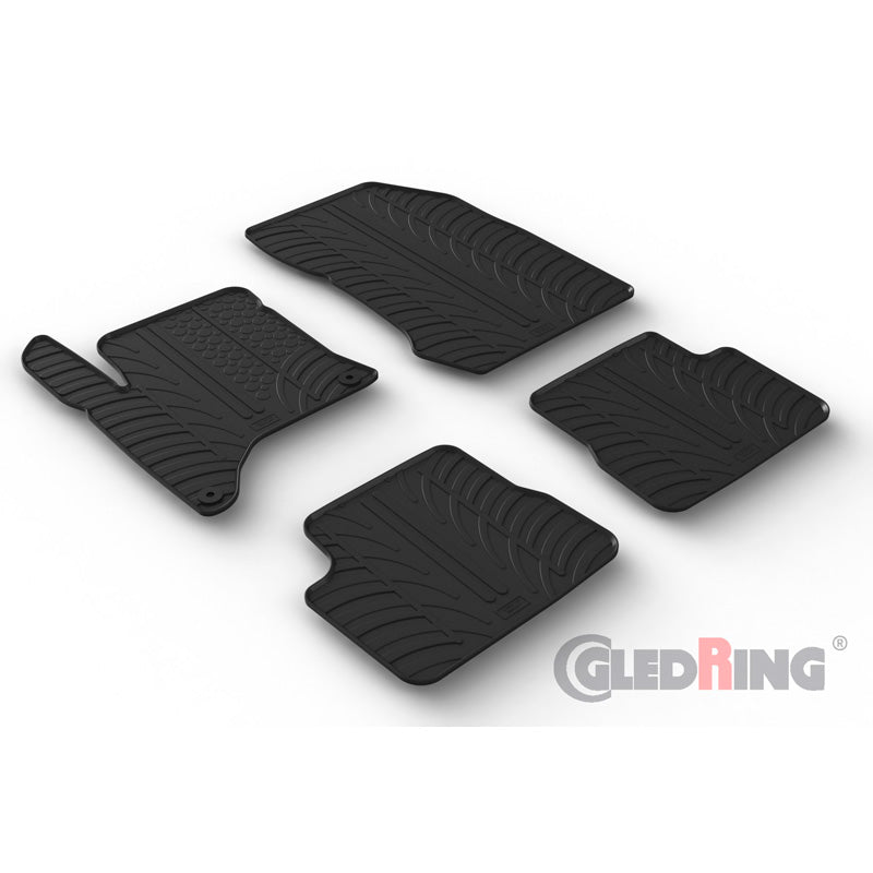 Gledring, rubbermatten, T-profiel, past op Opel Corsa F MHEV 2024-, 4 delen met montageclips