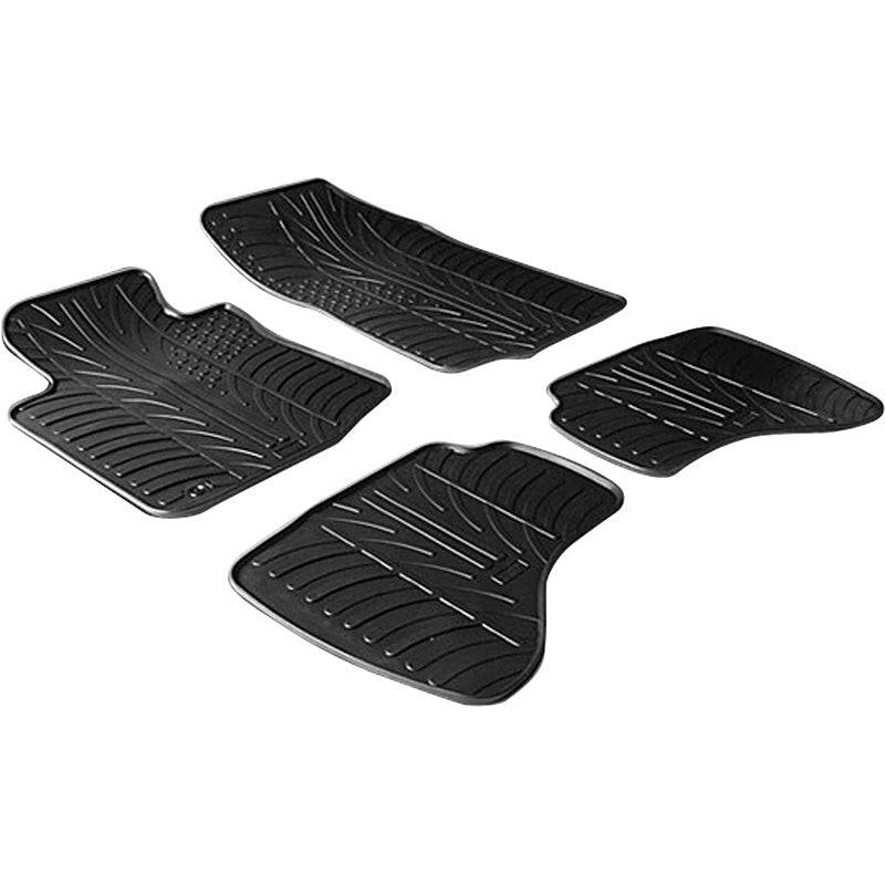 Gledring, Rubber Floor Mats, Fits Citroen C1 / Peugeot 107 / Toyota Aygo 2005-2009 (T profile 4-piece + clips)