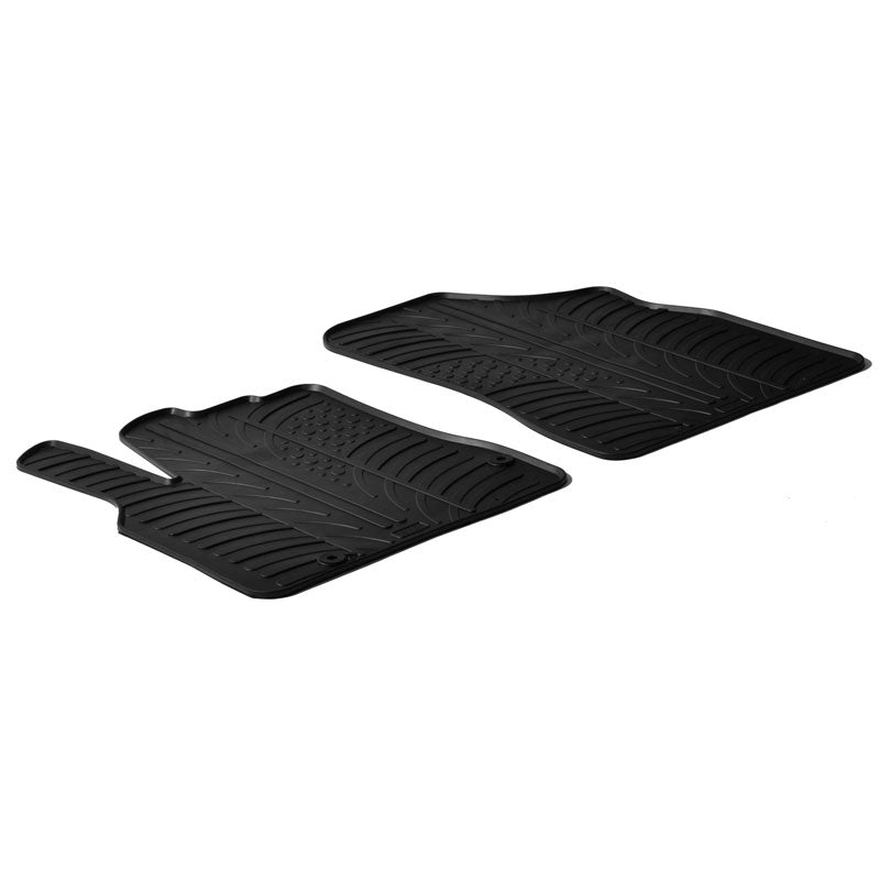 Gledring, Rubber Floor Mats, Fits Citroen Berlingo / Peugeot Partner 2008-2018 (T profile 2-piece + clips)