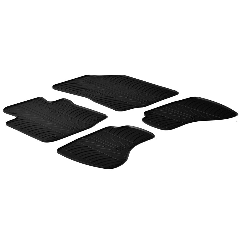Gledring, Rubber Floor Mats, Fits Citroen C1 / Peugeot 107 / Toyota Aygo 2010- (T profile 4-piece + clips)
