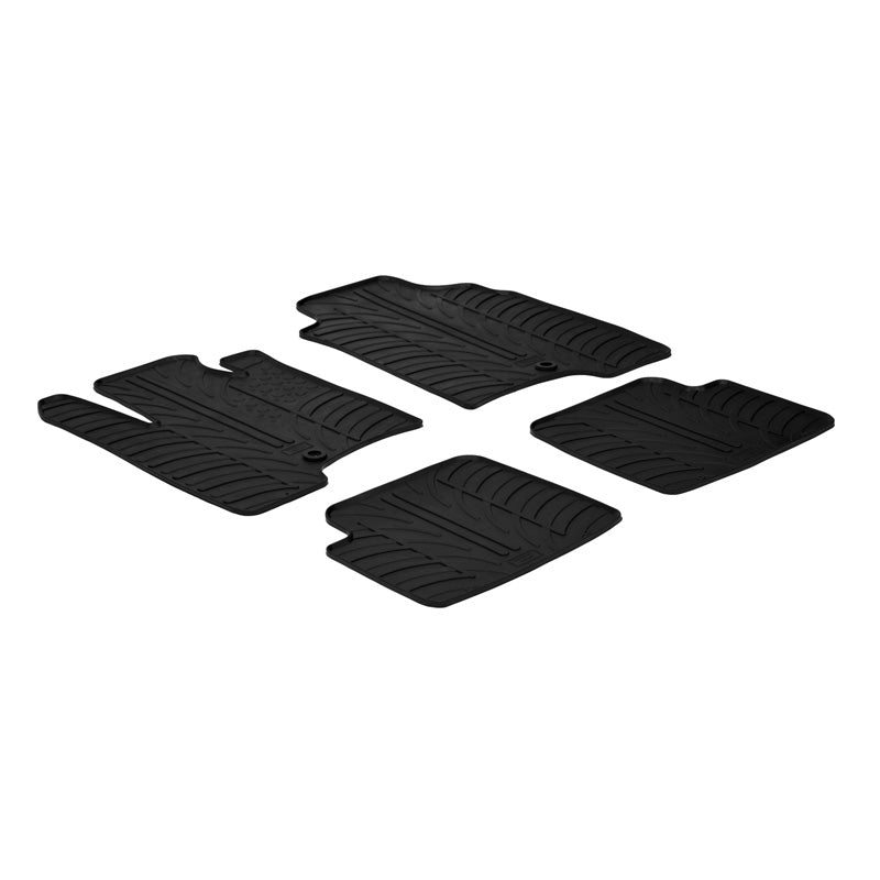 Gledring, rubberen matten, past op Fiat Panda 2012-2014 (T-profiel 4-delige set + clips)
