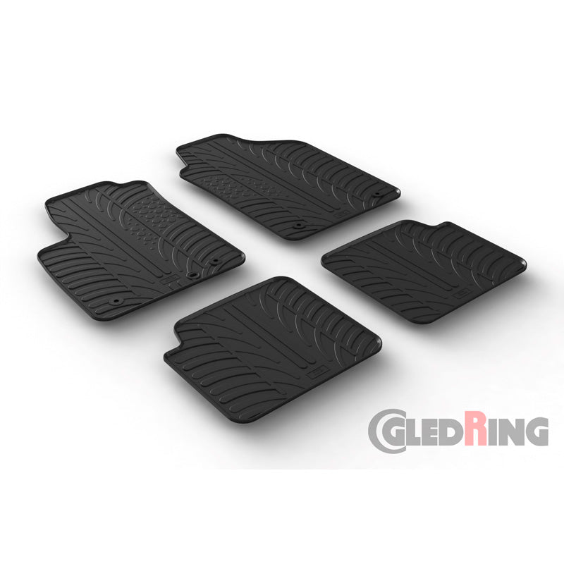 Gledring, Rubber Floor Mats, Fits Fiat 500 2013-2019 & 2019- (T profile 4-piece)