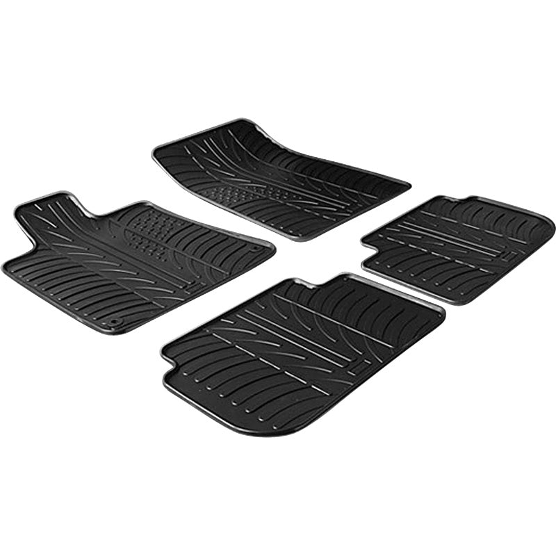 Gledring, tapis en caoutchouc, convient à Peugeot 407 2004- (profil T 4 pièces + clips)