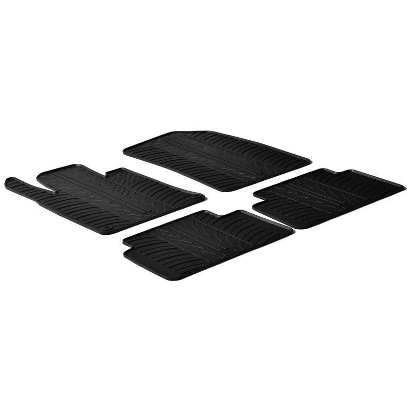 Gledring, Rubber Floor Mats, Fits Peugeot 508 2011-2018 (T profile 4-piece + clips)