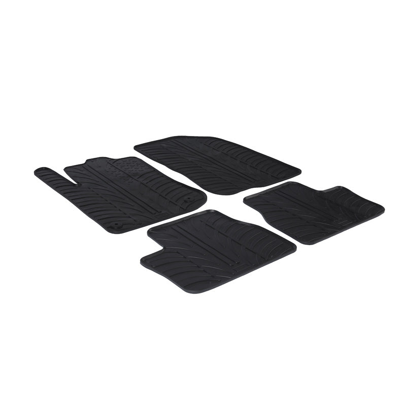Gledring, rubber mats, fits Peugeot 2008 incl. Crossover 2013-2019 (T profile 4 pieces + clips)