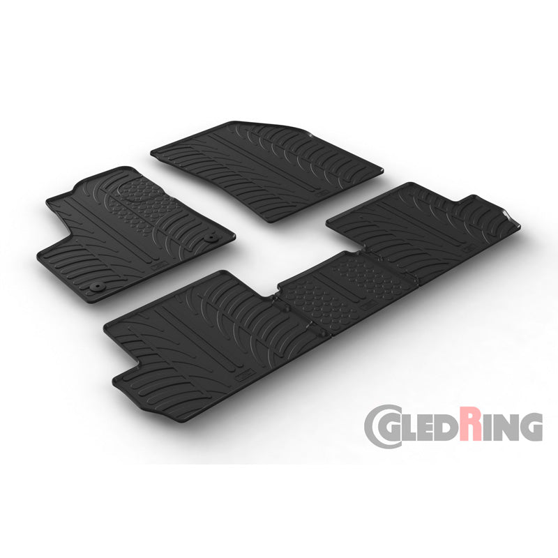 Gledring, Rubber Floor Mats, Fits Peugeot 3008 II 2016-2024 incl. Hybrid (T profile 5-piece + clips)