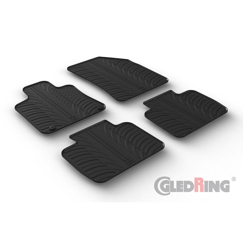 Gledring, Rubber Floor Mats, Fits Peugeot 508 II 2019- (T profile 4-piece + clips)