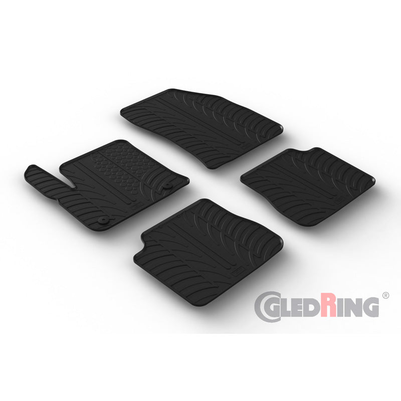 Gledring, Rubber Floor Mats, Fits Peugeot e-2008 II 2020- & Citroën e-C4 III 2020- (T profile 4-piece + clips)
