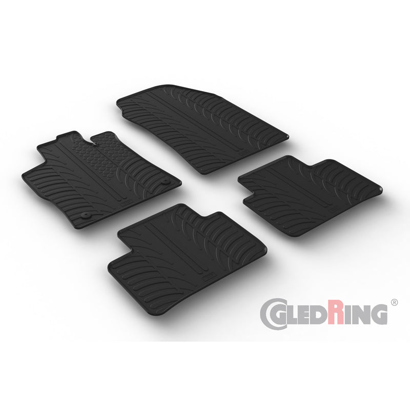 Gledring, rubber floor mats, fits Peugeot 308 III SW 2021- & Opel Astra L Sports Tourer 2021- (T profile 4-piece + clips)