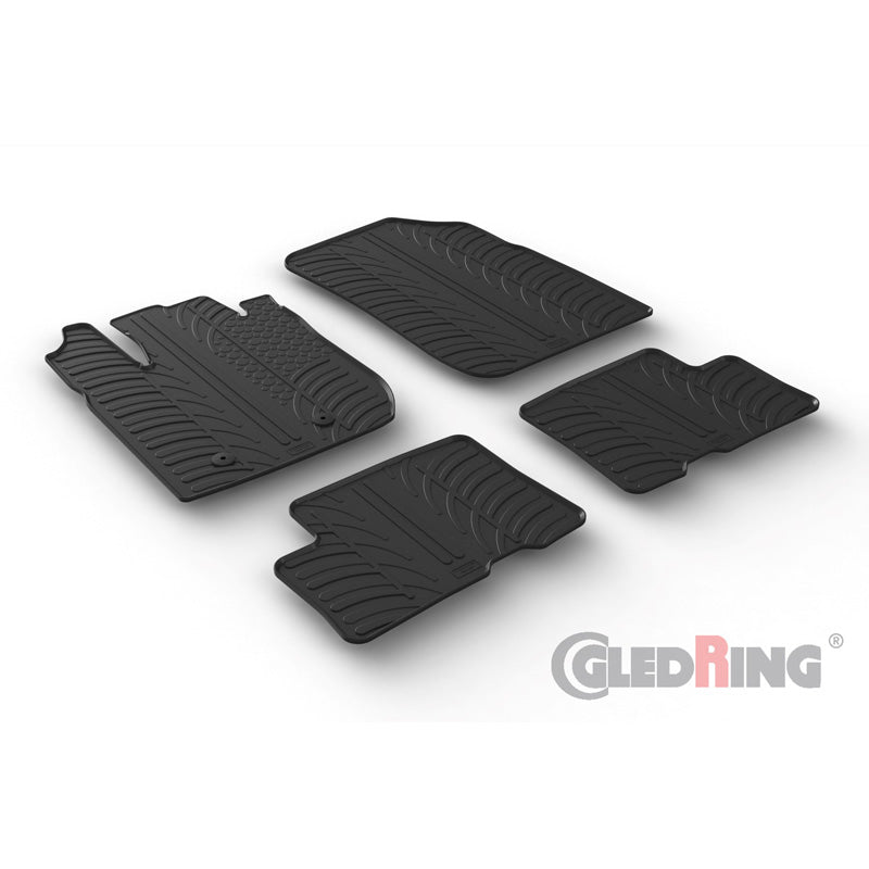 Gledring, Rubber Floor Mats, Fits Dacia Duster 2018-2024 (T profile 4-piece + clips)
