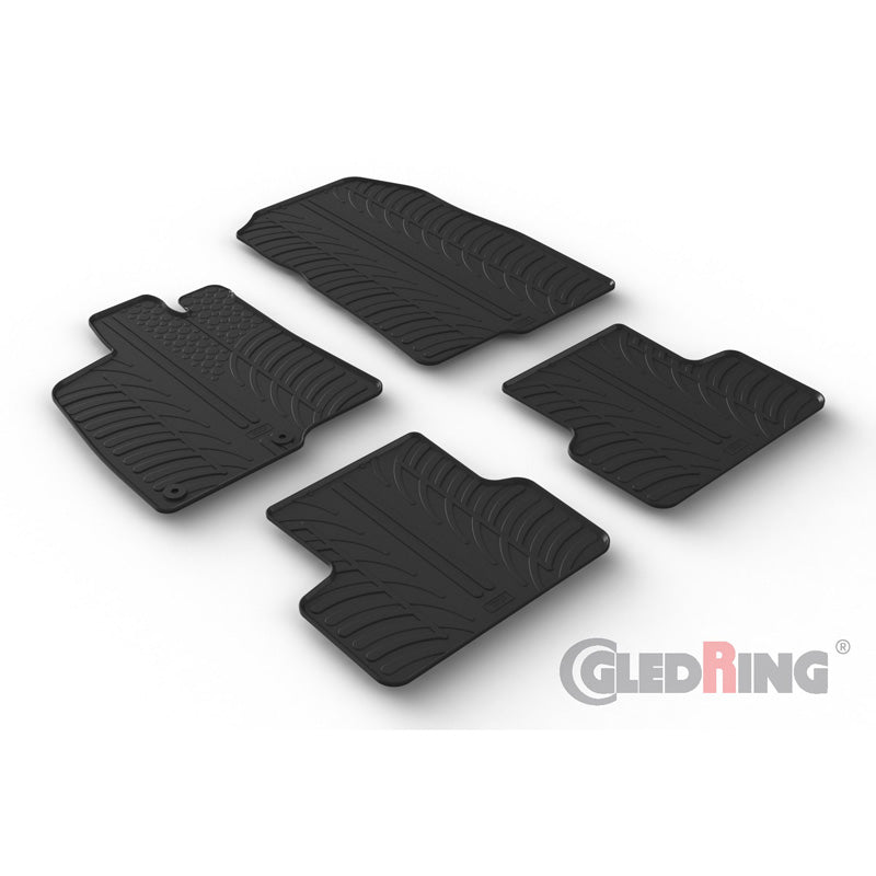 Gledring, Rubber mats, fits Peugeot 3008 III Hybrid & Plug-in-Hybrid 2024- (T profile 4 pieces + clips)