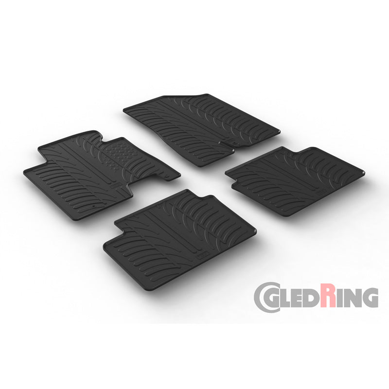 Gledring, Rubber Mats, Fits Hyundai i30 9/2015-1/2017 & Kia Cee'd 9/2015-5/2018 (T profile 4 pieces + clips)