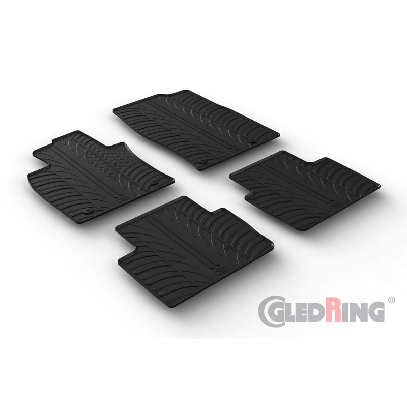 Gledring, rubberen matten, geschikt voor Mazda CX-30 8/2019- (T-profiel 4-delig + clips)