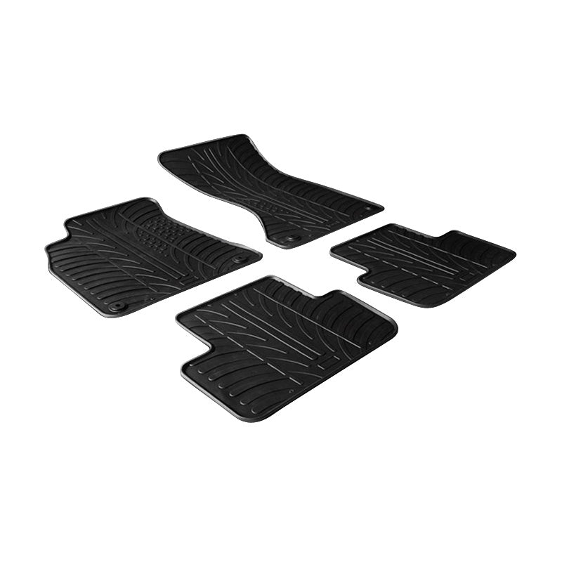 Gledring, Rubber Floor Mats, Fits Audi A4 2008-2015 & A5 Sportback 2008-2016 (T profile 4-piece + clips)