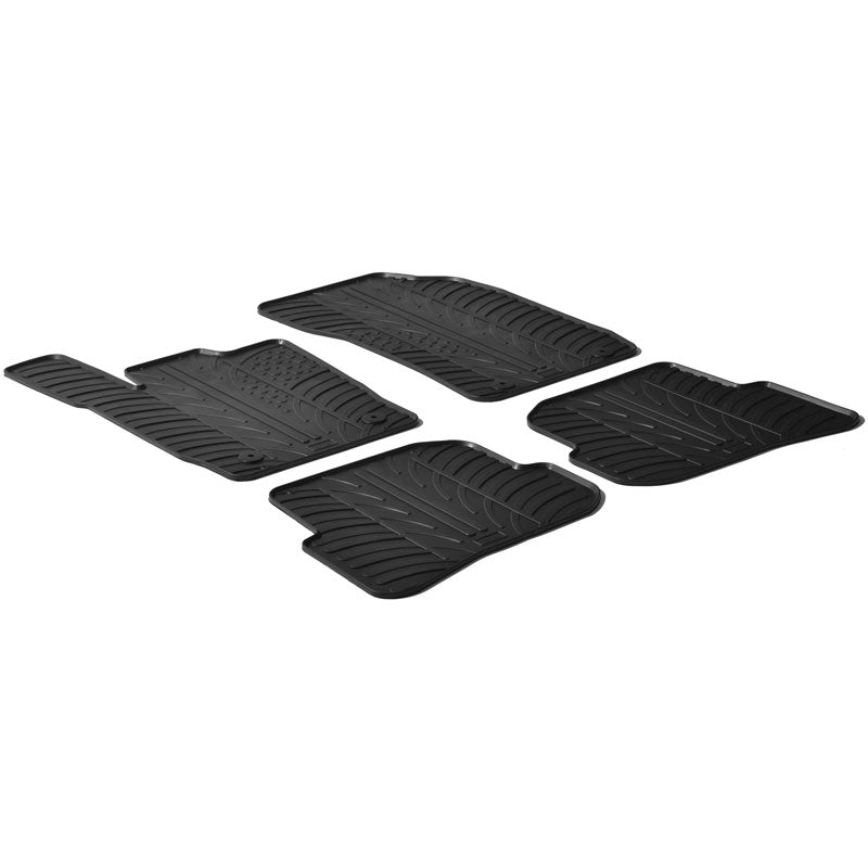 Gledring, rubberen matten, passend voor Audi A1 2010-2018 (T-profiel 4-delige set + clips)