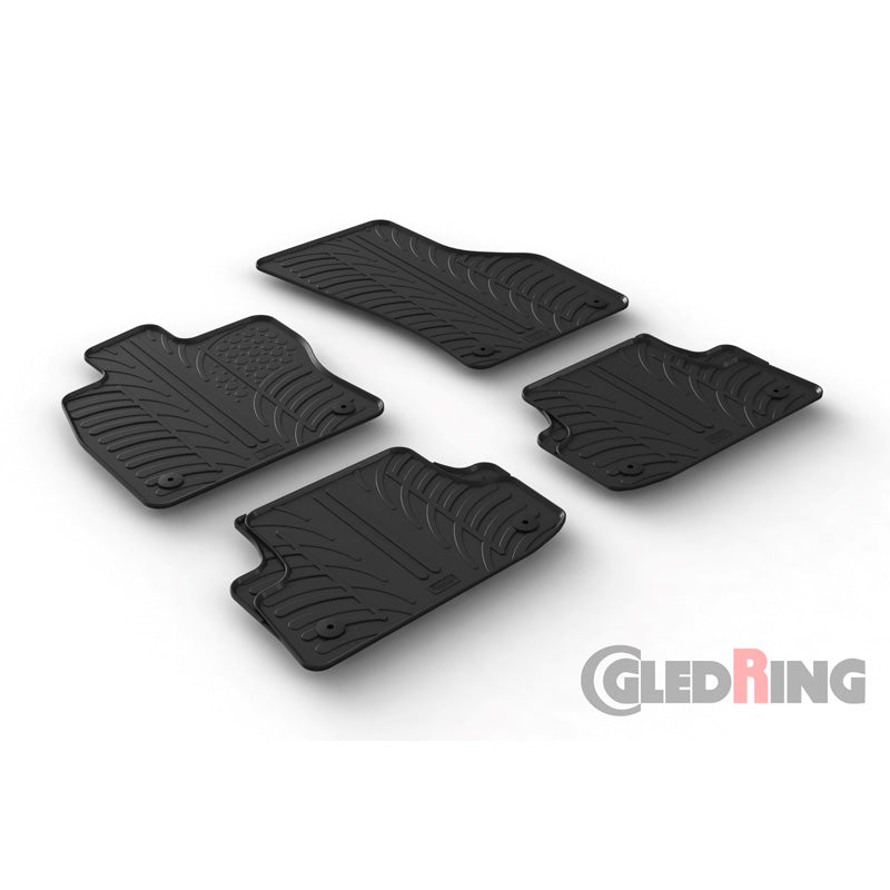 Gledring, rubbermatten, geschikt voor Audi A3 (8V) HB/Sportback/Sedan 2012-2020 (T-profiel 4 delen + clips)