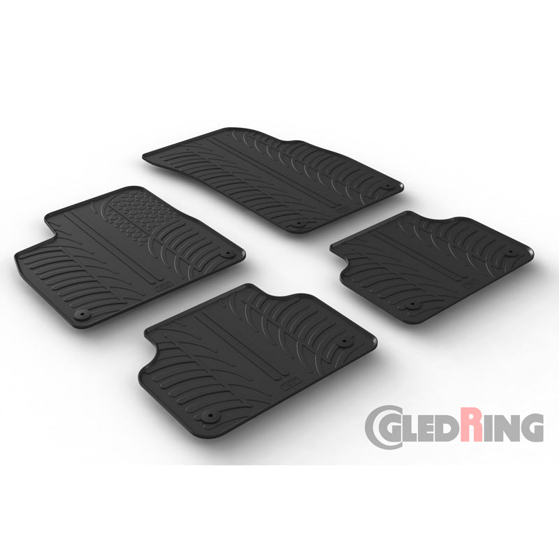 Gledring, tapis de sol en caoutchouc, compatibles avec Audi Q7 6/2015- & Q8 5/2018- (profil en T 4 pièces + clips)