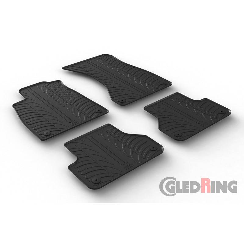 Gledring, Rubber Mats, Fits Audi A4 2015-2021 & FL 2021- (T profile 4 pieces + clips)
