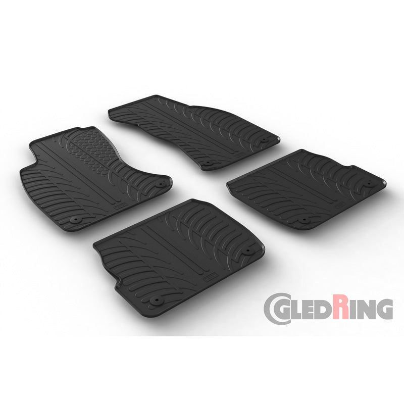 Gledring, rubberen mattenset, geschikt voor Audi A6 1997-2004 (T-profiel 4-delig + clips)