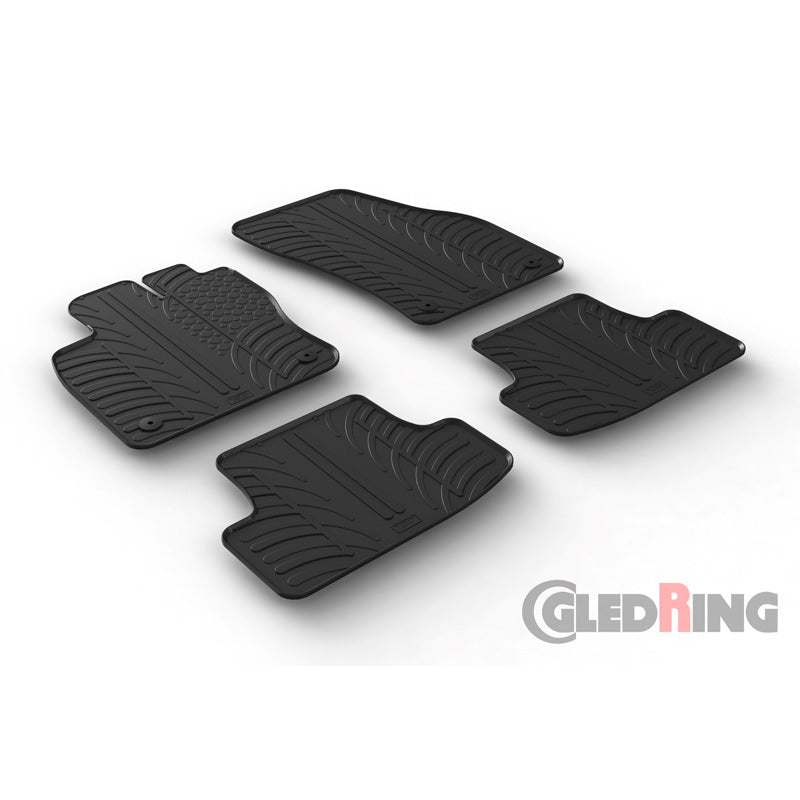 Gledring, rubberen vloermatten, past op Audi Q2 11/2016- (T-profiel 4-delig + clips)