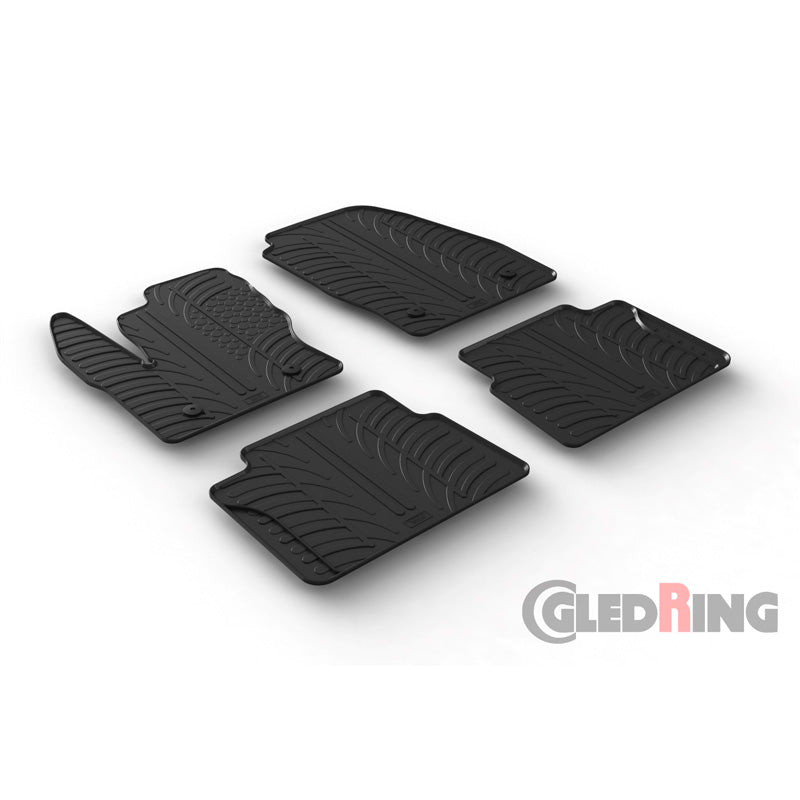 Gledring, tapis en caoutchouc, compatibles avec Ford Transit Connect Kombi Fourgon (L1/L2) 2014-2022 (profil en T 4 pièces + clips)