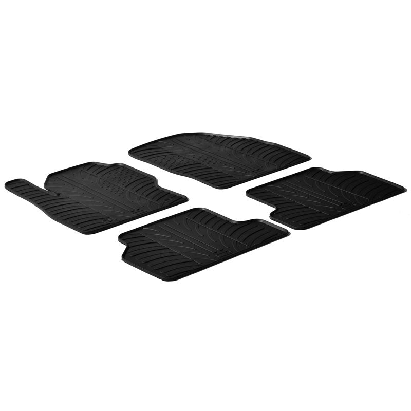 Gledring, rubberen matten, past op Ford Focus II 2005-2011 (T-profiel 4-delige set + clips)