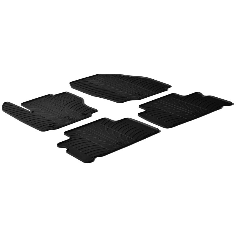 Gledring, Rubber Floor Mats, Fits Ford S-Max 5 doors 2006-2011 & Ford Galaxy 2006-2010 (T profile 4-piece + clips)