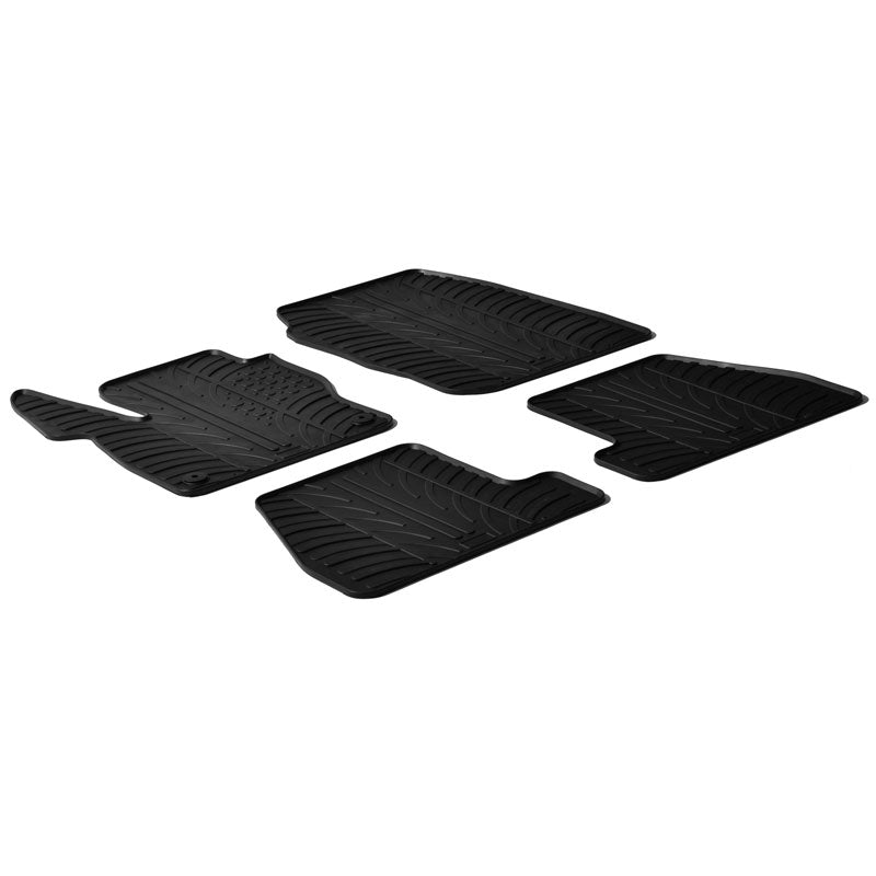 Gledring, rubbermatten, geschikt voor Ford Focus 3/5-deurs + ST 2011-2015 (T-profiel 4 delen + clips)