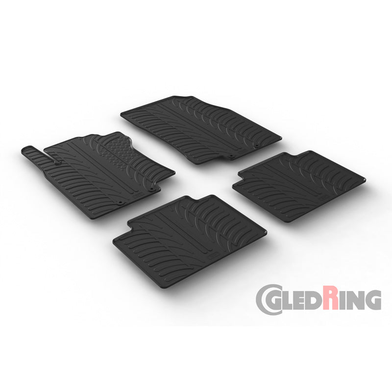 Gledring, rubberen matten, geschikt voor Nissan X-Trail 2014-2020 (T-profiel 4-delig + clips)