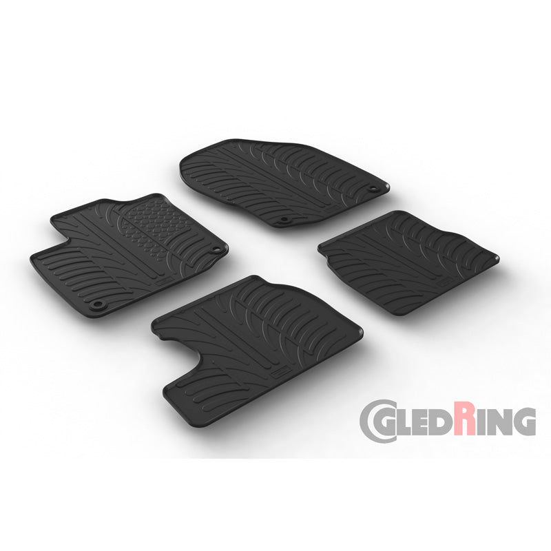 Gledring, rubbermatten, geschikt voor Honda Civic dieselmotor 2012-2017 (T-profiel 4-delig + clips)