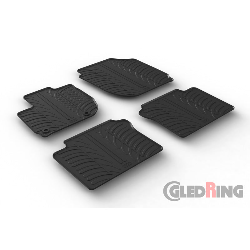 Gledring, Rubber floor mats, fits Honda HR-V (RU) 2015-2021 (T profile 4-piece + clips)