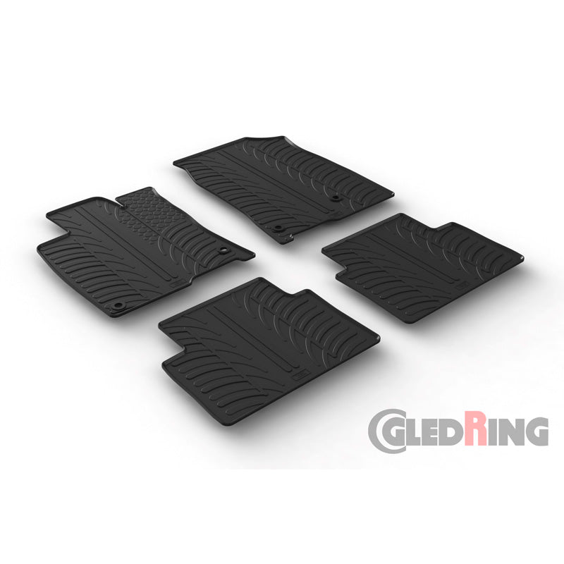 Gledring, rubbermatten, geschikt voor Honda Civic Sedan/Hatchback 2017-2021 (T-profiel 4-delig + clips)