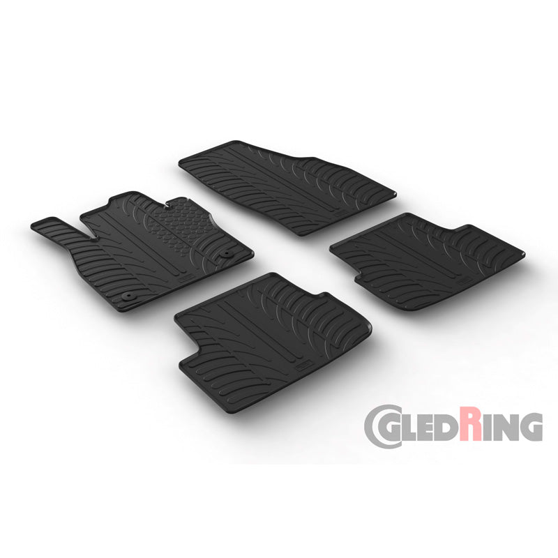 Gledring, tapis de sol en caoutchouc, compatibles avec Seat Ibiza 6F 5 portes 6/2017- & Seat Arona 11/2017- & Skoda Fabia IV 2021- (profil T, 4 pièces + clips)