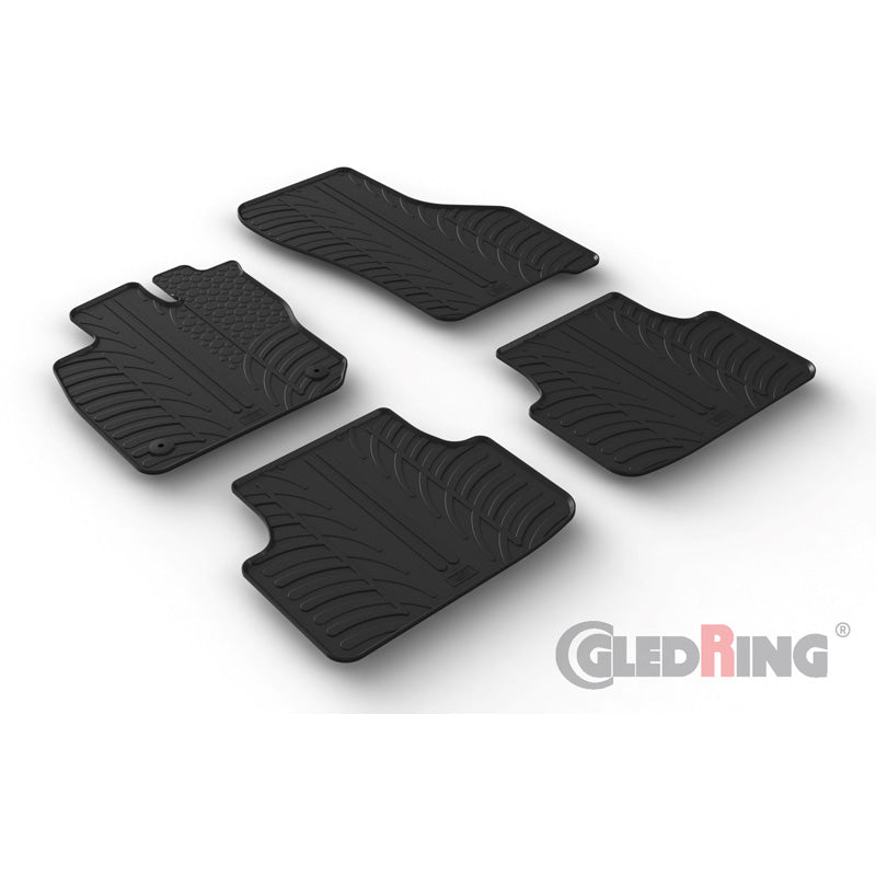 Gledring, rubberen vloermatten, past op Seat (+Cupra) Leon IV HB 5-deurs & ST Sportstourer 2020- (T-profiel 4-delige set + clips)