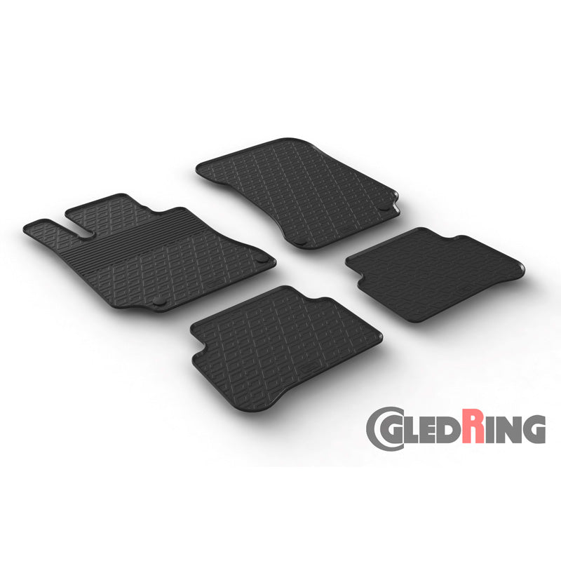 Gledring, rubbermatten, geschikt voor Mercedes E-Class W212 2014- (G-profiel 4-delig + clips)