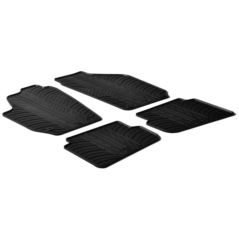 Gledring, tapis de sol en caoutchouc, compatibles avec Skoda Fabia II 2007-2014 (profil T, 4 pièces + clips)