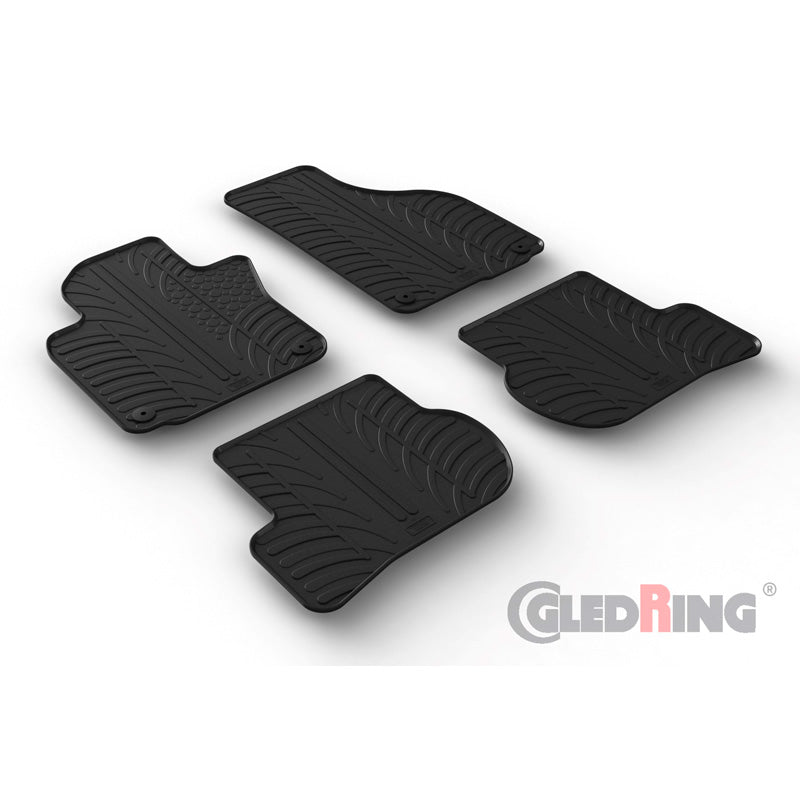 Gledring, Rubber floor mats, fits Skoda Octavia II 2004-2012 (T profile 4-piece + clips)
